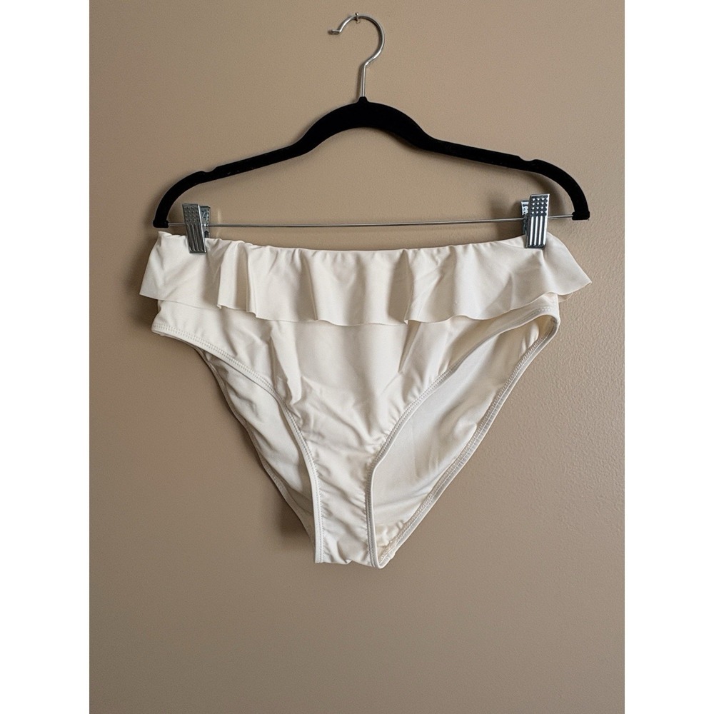Amiani Ruffle Bikini Bottom Womens Large Cream Ivory Pull-on Swim